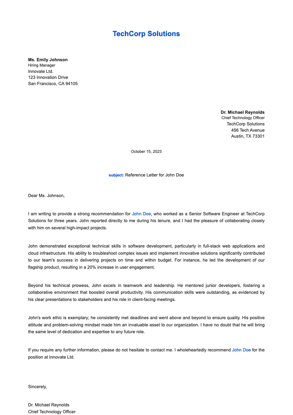 Professional endorsement letter for senior communications manager position_variant_2